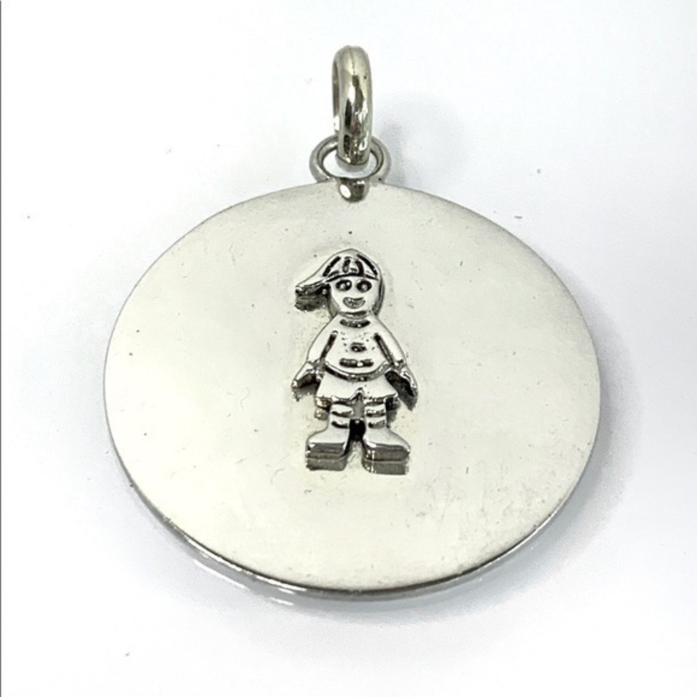 Sterling Silver Little Boy Round Necklace Pendant